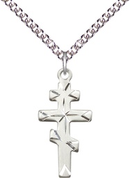 [5416SS/24SS] Sterling Silver Greek Orthodox Cross Pendant on a 24 inch Sterling Silver Heavy Curb chain