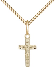 [5417GF/18G] 14kt Gold Filled Crucifix Pendant on a 18 inch Gold Plate Light Curb chain