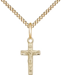 [5417GF/18G] 14kt Gold Filled Crucifix Pendant on a 18 inch Gold Plate Light Curb chain