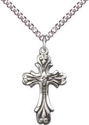 [5419SS/24SS] Sterling Silver Cross Pendant on a 24 inch Sterling Silver Heavy Curb chain