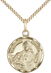[5425GF/18G] 14kt Gold Filled Saint Camillus of Lellis Pendant on a 18 inch Gold Plate Light Curb chain