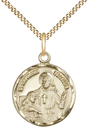 [5425GF/18G] 14kt Gold Filled Saint Camillus of Lellis Pendant on a 18 inch Gold Plate Light Curb chain