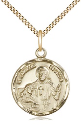 [5425GF/18G] 14kt Gold Filled Saint Camillus of Lellis Pendant on a 18 inch Gold Plate Light Curb chain