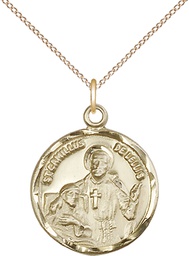 [5425GF/18GF] 14kt Gold Filled Saint Camillus of Lellis Pendant on a 18 inch Gold Filled Light Curb chain