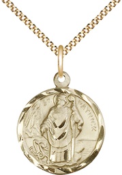 [5426GF/18G] 14kt Gold Filled Saint Patrick Pendant on a 18 inch Gold Plate Light Curb chain