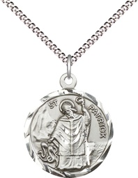 [5426SS/18S] Sterling Silver Saint Patrick Pendant on a 18 inch Light Rhodium Light Curb chain