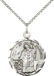 [5426SS/18SS] Sterling Silver Saint Patrick Pendant on a 18 inch Sterling Silver Light Curb chain