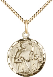 [5427GF/18G] 14kt Gold Filled Saint Genesius of Rome Pendant on a 18 inch Gold Plate Light Curb chain