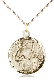 [5427GF/18GF] 14kt Gold Filled Saint Genesius of Rome Pendant on a 18 inch Gold Filled Light Curb chain