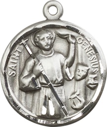 [5427SS] Sterling Silver Saint Genesius of Rome Medal