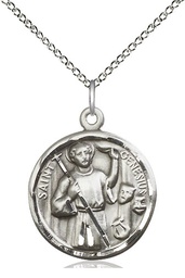 [5427SS/18SS] Sterling Silver Saint Genesius of Rome Pendant on a 18 inch Sterling Silver Light Curb chain