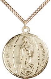 [5429GF/24GF] 14kt Gold Filled Our Lady of Guadalupe Pendant on a 24 inch Gold Filled Heavy Curb chain