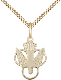 [5430GF/18G] 14kt Gold Filled Holy Spirit Pendant on a 18 inch Gold Plate Light Curb chain