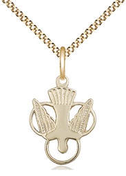[5430GF/18G] 14kt Gold Filled Holy Spirit Pendant on a 18 inch Gold Plate Light Curb chain