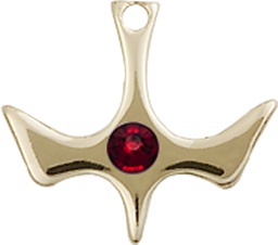 [5431GF-STN1] 14kt Gold Filled Holy Spirit Medal with a 3mm Garnet Swarovski stone