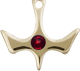 [5431KT-STN1] 14kt Gold Holy Spirit Medal with a 3mm Garnet Swarovski stone