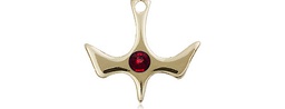 [5431KT-STN1] 14kt Gold Holy Spirit Medal with a 3mm Garnet Swarovski stone