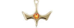 [5431KT-STN11] 14kt Gold Holy Spirit Medal with a 3mm Topaz Swarovski stone