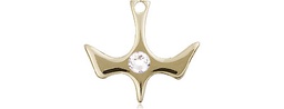 [5431KT-STN4] 14kt Gold Holy Spirit Medal with a 3mm Crystal Swarovski stone