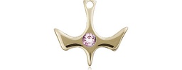 [5431KT-STN6] 14kt Gold Holy Spirit Medal with a 3mm Light Amethyst Swarovski stone