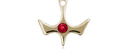 [5431KT-STN7] 14kt Gold Holy Spirit Medal with a 3mm Ruby Swarovski stone