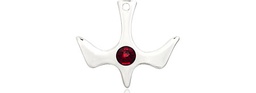 [5431SS-STN1] Sterling Silver Holy Spirit Medal with a 3mm Garnet Swarovski stone