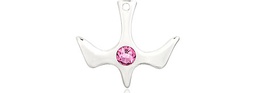 [5431SS-STN10] Sterling Silver Holy Spirit Medal with a 3mm Rose Swarovski stone