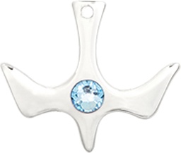 [5431SS-STN3] Sterling Silver Holy Spirit Medal with a 3mm Aqua Swarovski stone