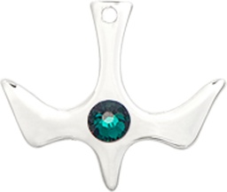 [5431SS-STN5] Sterling Silver Holy Spirit Medal with a 3mm Emerald Swarovski stone