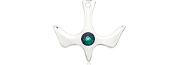 [5431SS-STN5] Sterling Silver Holy Spirit Medal with a 3mm Emerald Swarovski stone