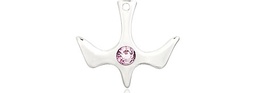 [5431SS-STN6] Sterling Silver Holy Spirit Medal with a 3mm Light Amethyst Swarovski stone