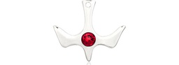 [5431SS-STN7] Sterling Silver Holy Spirit Medal with a 3mm Ruby Swarovski stone