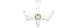 [5431SS-STN8] Sterling Silver Holy Spirit Medal with a 3mm Peridot Swarovski stone