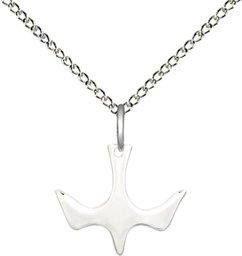 [5431SS/18SS] Sterling Silver Holy Spirit Pendant on a 18 inch Sterling Silver Light Curb chain