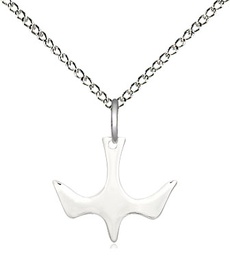 [5431SS/18SS] Sterling Silver Holy Spirit Pendant on a 18 inch Sterling Silver Light Curb chain