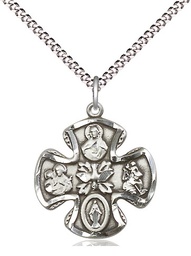 [5443SS/18S] Sterling Silver 5-Way Pendant on a 18 inch Light Rhodium Light Curb chain