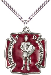 [5445ESS/24SS] Sterling Silver Saint Florian Pendant on a 24 inch Sterling Silver Heavy Curb chain