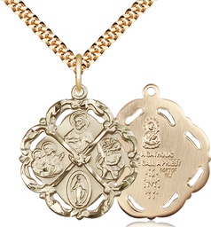 [5446GF/24G] 14kt Gold Filled 5-Way Pendant on a 24 inch Gold Plate Heavy Curb chain