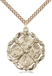 [5446GF/24GF] 14kt Gold Filled 5-Way Pendant on a 24 inch Gold Filled Heavy Curb chain