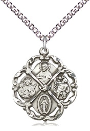 [5446SS/24SS] Sterling Silver 5-Way Pendant on a 24 inch Sterling Silver Heavy Curb chain