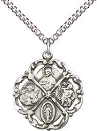 [5446SS/24SS] Sterling Silver 5-Way Pendant on a 24 inch Sterling Silver Heavy Curb chain