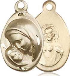 [5447GFY] 14kt Gold Filled Madonna &amp; Child Medal - With Box