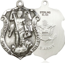 [5448SS2] Sterling Silver Saint Michael Army Medal