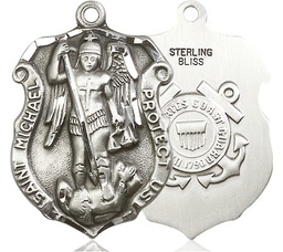 [5448SS3] Sterling Silver Saint Michael Coast Guard Medal