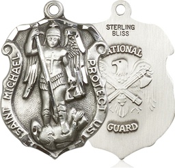 [5448SS5] Sterling Silver Saint Michael National Guard Medal