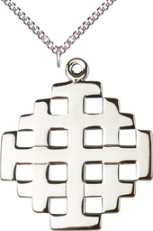 [5548SS/24SS] Sterling Silver Cross Pendant on a 24 inch Sterling Silver Heavy Curb chain