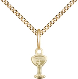 [5614GF/18G] 14kt Gold Filled Chalice Pendant on a 18 inch Gold Plate Light Curb chain