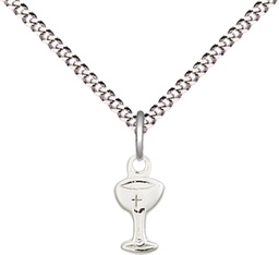 [5614SS/18S] Sterling Silver Chalice Pendant on a 18 inch Light Rhodium Light Curb chain