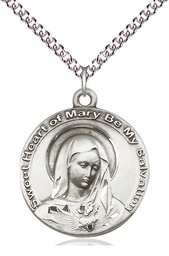 [5625SS/24SS] Sterling Silver Mary Pendant on a 24 inch Sterling Silver Heavy Curb chain