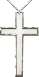 [5636SS/24SS] Sterling Silver Cross Pendant on a 24 inch Sterling Silver Heavy Curb chain